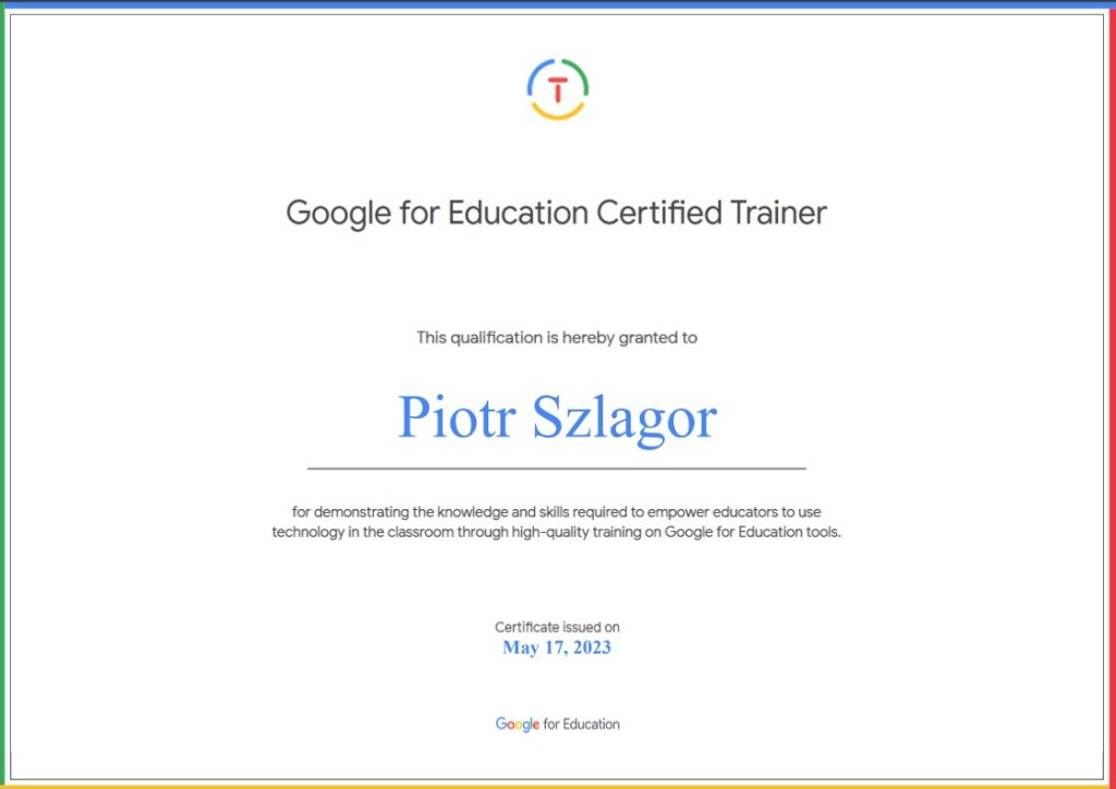 Jestem certyfikowanym trenerem Google